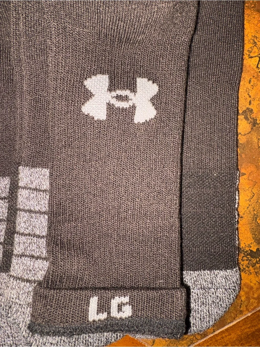 NWOT Under Armour Black Crew Athletic Socks with Gray Toe/Heel Accents - 3 Pack